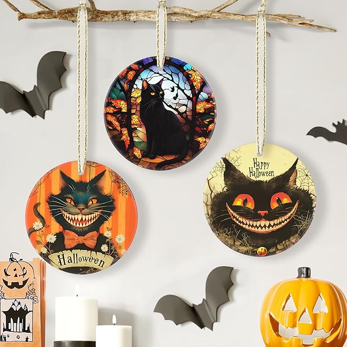 Touber Christmas Ornaments - Tree Decorations - Black Cat in Dark Night