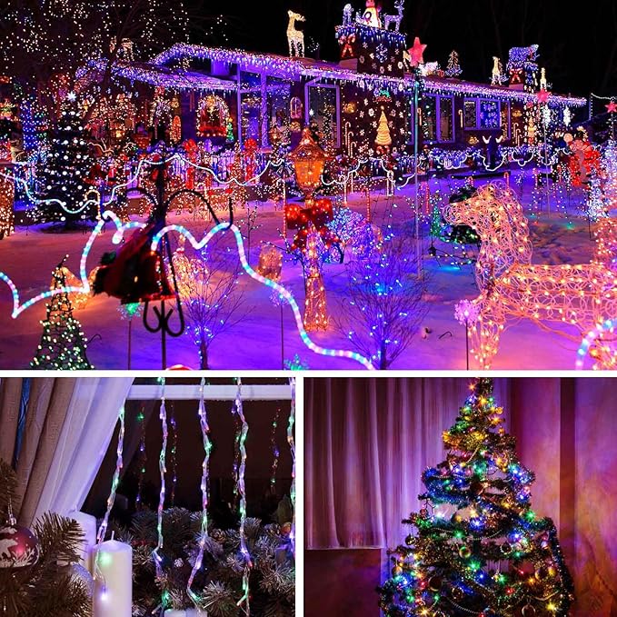 KAQ 300 LED 115FT Multicolor to Cool White Color Changing Christmas String Lights for Outdoor&Indoor, 11 Modes Christmas Tree Clear Wire Fairy Waterproof Lights with Memory Function & Remote & Timer