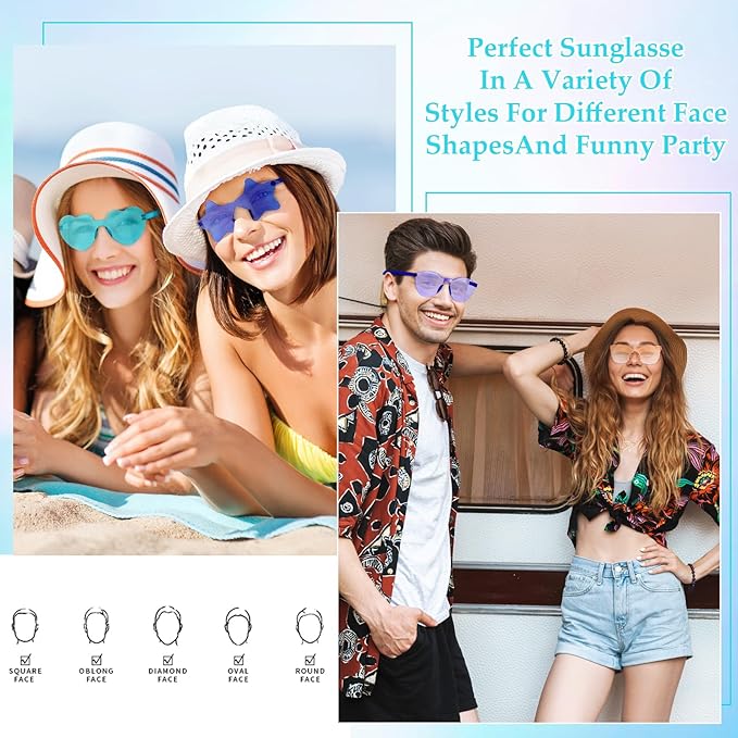 Chumia 51 Pack Fun Sunglasses Bulk Adult Party Favors Glasses Colorful Plastic Retro Sunglasses for Women Men Neon Party Candy Color Glasses, 5 Style, Mixed Colors