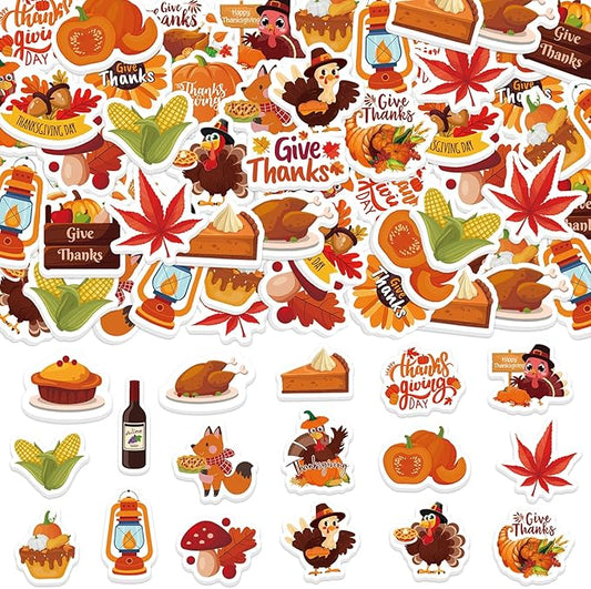 300Pcs Thanksgiving Foam Stickers, Cute Self-Adhesive Autumn Stickers Foam Thanksgiving Turkey Sticker Decorations for Home Office School Classroom DIY Art Craft Party Supplies