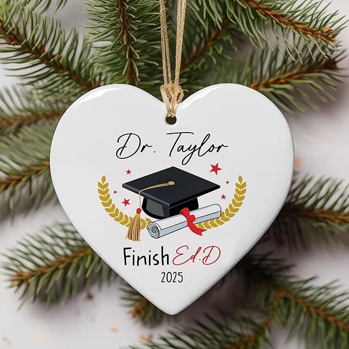 Personalized EDD Finished Graduation Gift Class of 2025, Custom Christmas Ornaments 2025, Doctor of Education, Doctorate Gift, Doctoral Degree, Ed.D Graduation Ornament, Dr Grad Gifts for Him Her
