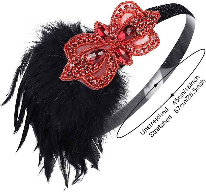 Women flapper feather headband for 1920s theme party Gatsby Headpiece for 20S Party