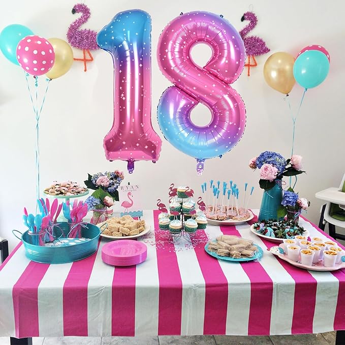 40 Inch Rainbow Gradient Balloon Number 9 Beige, Large Blue Pink Purple Foil Number Balloons Set 0-9, Starry Digital 9 Helium Balloons for Girls Women 9th Birthday Anniversary Party Decoration