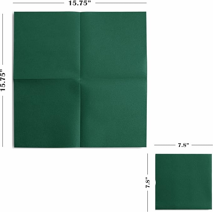 Linen-Feel Colored Paper Napkins - Decortive Cloth-Like GREEN Luncheon Napkins - Soft And Absorbent. For Christmas, Kitchen, Party, Wedding, Dinner Or Any Occasion. (Pack of 50)