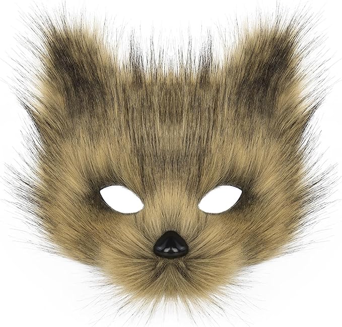 Animal Fox Wolf Mask Halloween Party Cosplay Costumes Props Plush Cat Half Face Masks Carnival Christmas Masquerade
