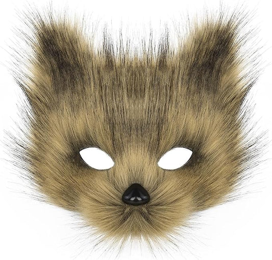 Animal Fox Wolf Mask Halloween Party Cosplay Costumes Props Plush Cat Half Face Masks Carnival Christmas Masquerade