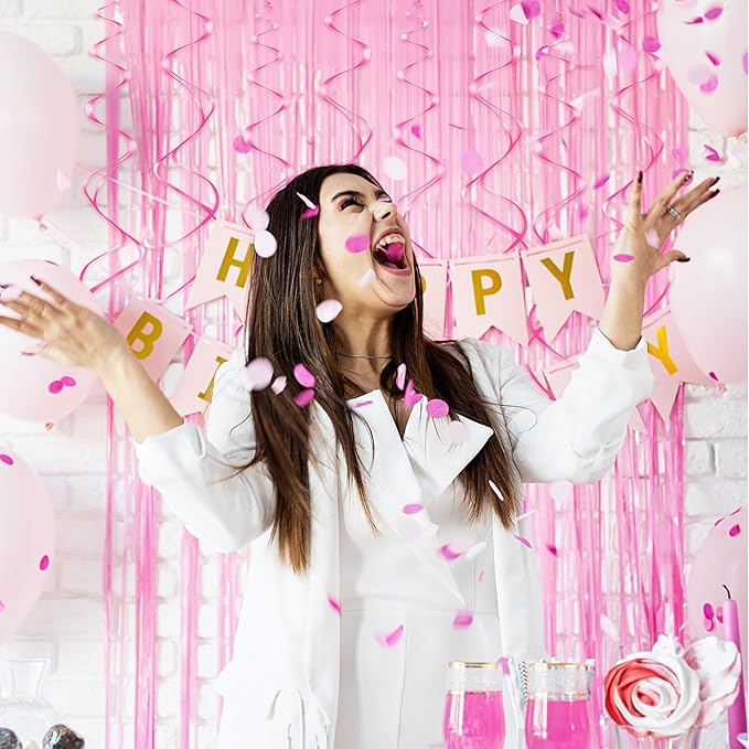 30 Pcs Pink Swirls Decorations Hanging Swirl Decorations Pink Party Streamers Decorations for Ceiling