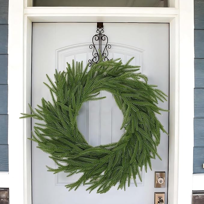 4 Pcs Artificial Norfolk Pine Garlands, Christmas Real Touch Winter Pine Garland, Green Artificial Greenery Cedar Garland for Mantle, Table, Wall, Indoor, Outdoor Christmas Decorations