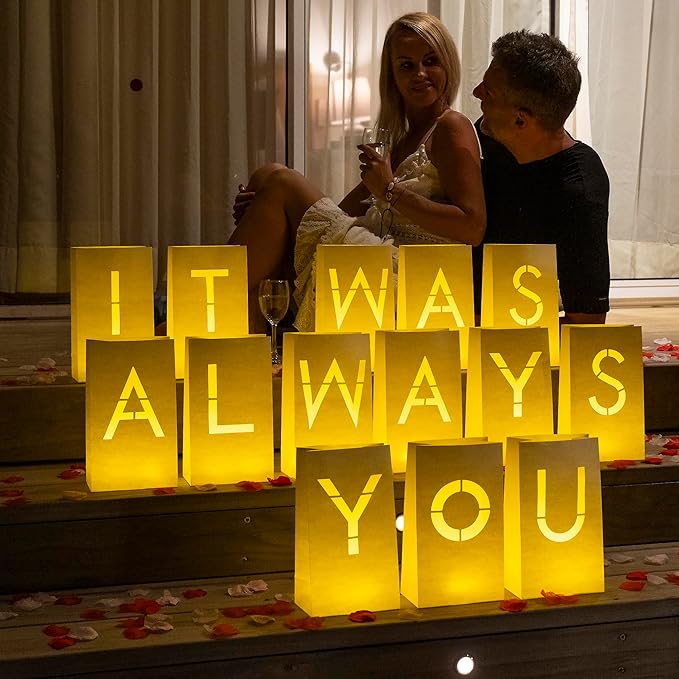 Light Up Letter D Sign - Luminary Bags Perfect for Personalized Happy Birthday Banner, Proposal Decorations, Engagement Party Decorations and Congratulations Banner for Your Loved One
