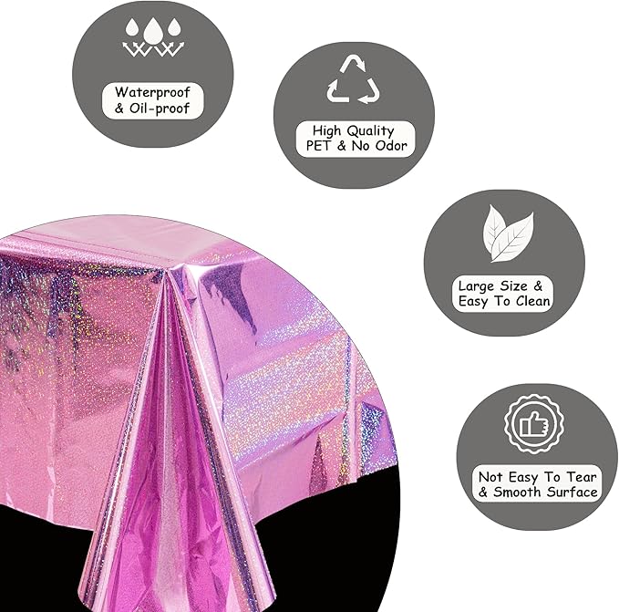 GREATRIL Pink Party Table Cloth Disposable Rectangle Tablecover for Birthdays Girls Princess Anniversary Celebration Tablecloth Decorations - 54'' x 108'' - 2 Packs