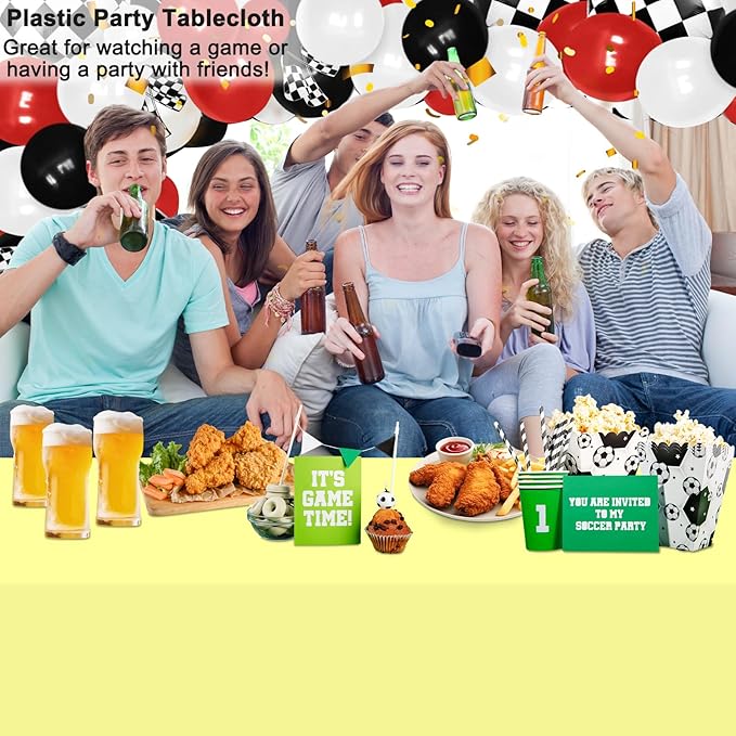 WNINK 6 Pack Light Yellow Rectangular Plastic Tablecloths, Yellow Disposable Table Covers 54" x 108" for Birthday, Bridal Shower, Engagement Wedding, Picnic Parties and 8 ft Table Use