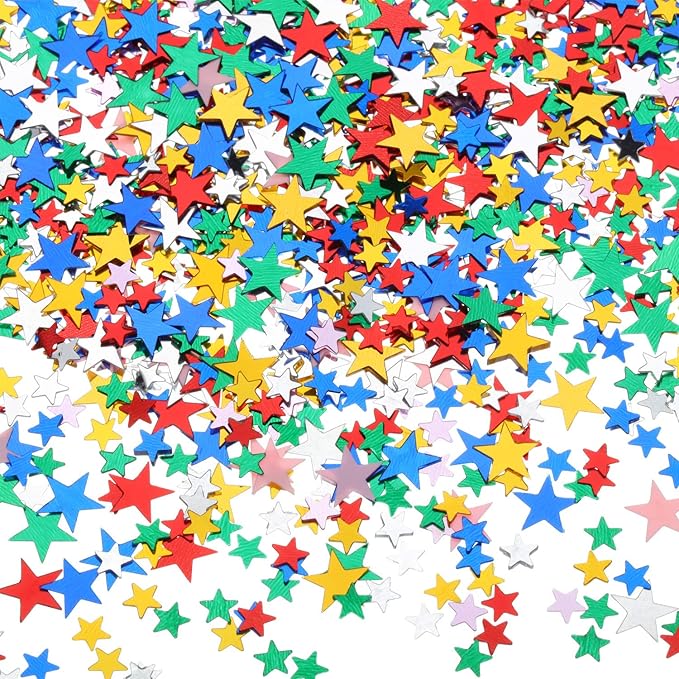 Hestya 60g Star Confetti Glitter Table Confetti Metallic Foil Stars for Christmas Party Wedding Festival Decorations(Multicolor,10mm and 6mm)