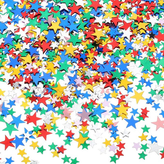 Hestya 60g Star Confetti Glitter Table Confetti Metallic Foil Stars for Christmas Party Wedding Festival Decorations(Multicolor,10mm and 6mm)