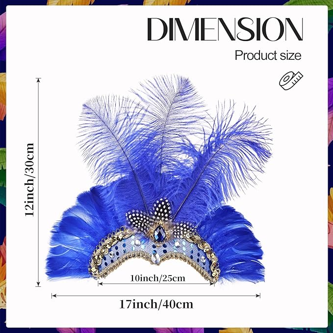 Women's Carnival Feather Headpieces Sequin Headdress for Wedding Masquerade Party Cosplay Feather Headbands