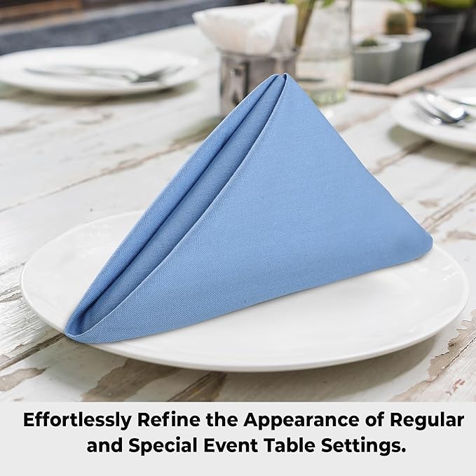 Urban Villa Ice BlueNapkins Solid Set of 12 Cloth Dinner Napkins Size 20x20 Inches Cloth Napkins 100% Cotton with Mitered Corners Ultra Soft DinnerNapkins
