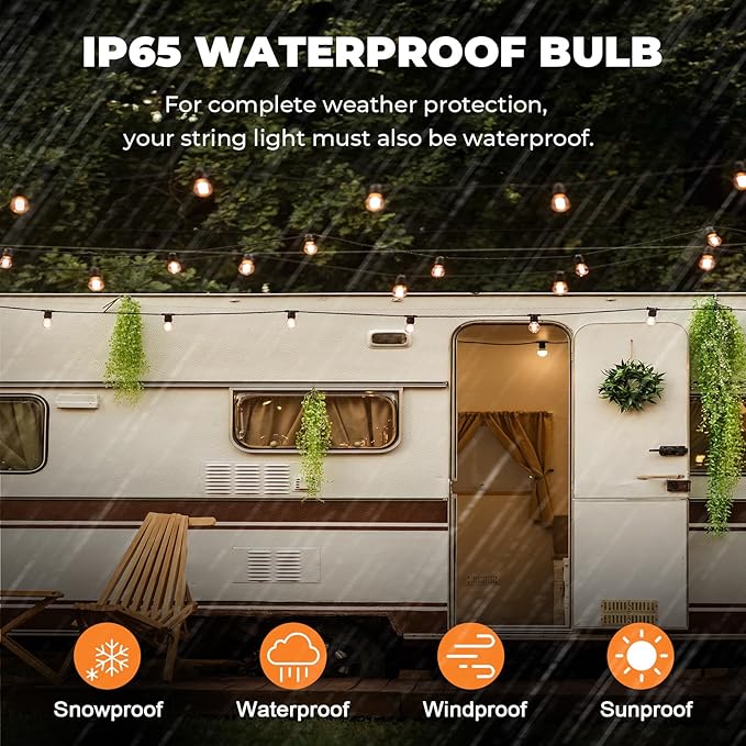70 Pack LED G40 Replacement Bulbs for String Lights, Shatterproof Plastic Globe Bulb for Indoor Outdoor Patio Decor, E12 Candelabra Socket Base, Warm White