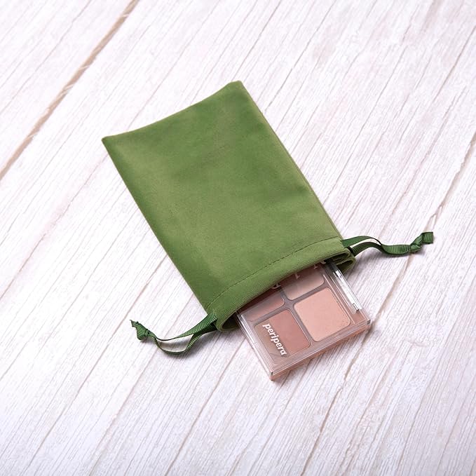 12pcs Moss Green Velvet Drawstring Bags 4x6 inches Small Velvet Cloth Gift Bags Jewelry Pouches for Storage Wedding Party Favor Christmas