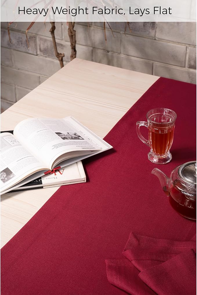 D'Moksha Homes Red Table Runner 14 x 36 Inch - Faux Linen Table Runner - Wrinkle Resistant, Machine Washable Ideal for Dresser, Coffee Tables, Thanksgiving, Christmas, Holiday - 100% Recycled Fabric