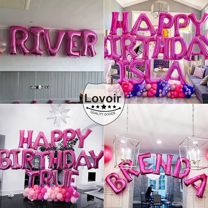 Lovoir 40 Inch Large Hot Pink Letter U Balloons Big Size Jumbo Mylar Foil Helium Balloon for Birthday Party Celebration Decorations Alphabet Hot Pink U