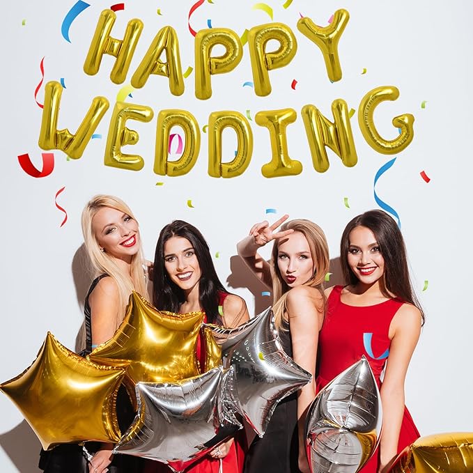 LIOZEOKUN Letter Balloons 16 Inch Alphabet A-Z Mylar Foil Balloons 2 Set for Wedding Birthday Party Decoration Banner Custom Phrase 52 Pcs