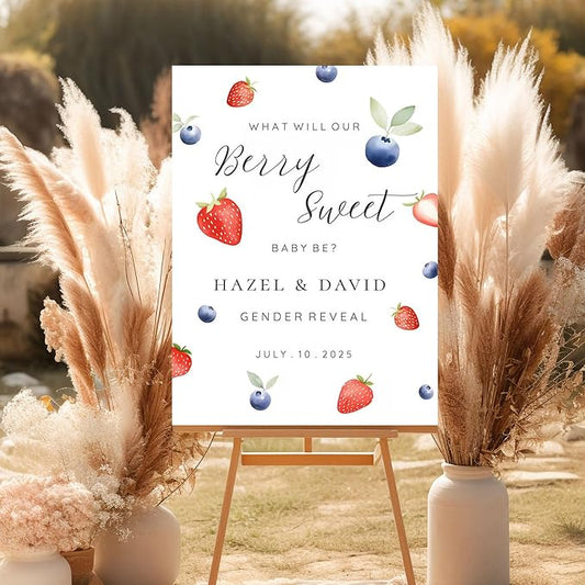 Berry Sweet Gender Reveal Welcome Sign, Strawberry Blueberry
