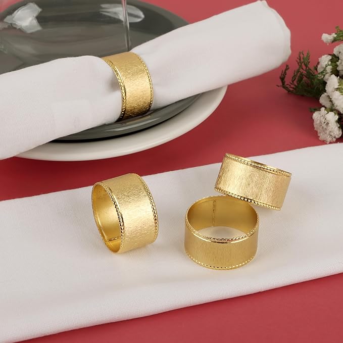 Napkin Holders for Cloth Napkins Round Serviette Rings Ribbed Napkin Ring Gold Napkin Rings Set of 12 Metal Napkin Rings Dinner Thanksgiving Wedding Christmas Party Kitchen Table Decoration