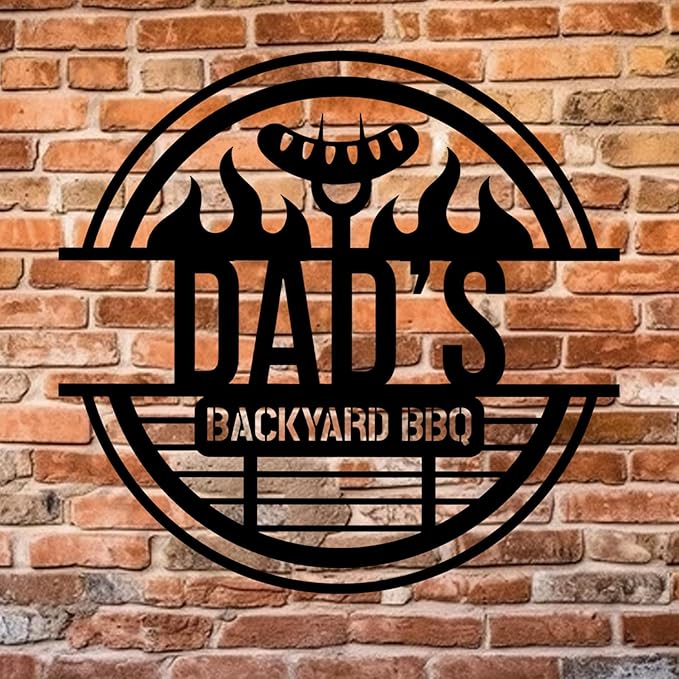 Custom BBQ Grill Metal Sign, Personalized Backyard Bar & Kitchen Wall Art, Outdoor Patio Decor, Custom BBQ Welcome Sign, Dad Gifts, Grandpa Grill Sign, Housewarming Present, Man Cave Metal Sign
