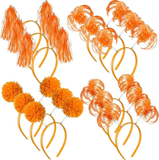 Censen 12 Pcs Christmas Pom Pom Headbands Spirit Party Headwear Tinsel Ponytails Head Bopper for Birthday Holiday