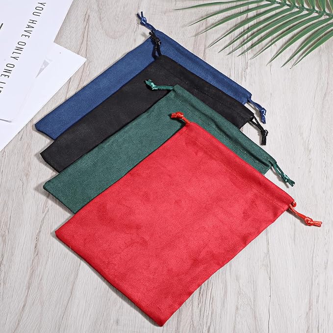 Zelphvt Velvet Gift Bags with Drawstring, 4 PCS 6 x 8 Inch Dice Storage Bag, Soft Small Velvet Drawstring Pouch for Tarot Card, Jewelry, Gifts