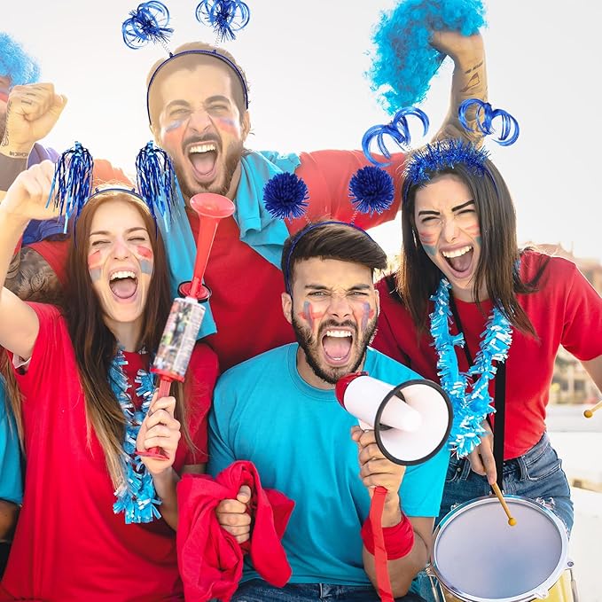 Censen 24 Pcs Pom Pom Headband Tinsel Wrapped Ponytail Head Bopper Costume Headwear Halloween Party Accessory