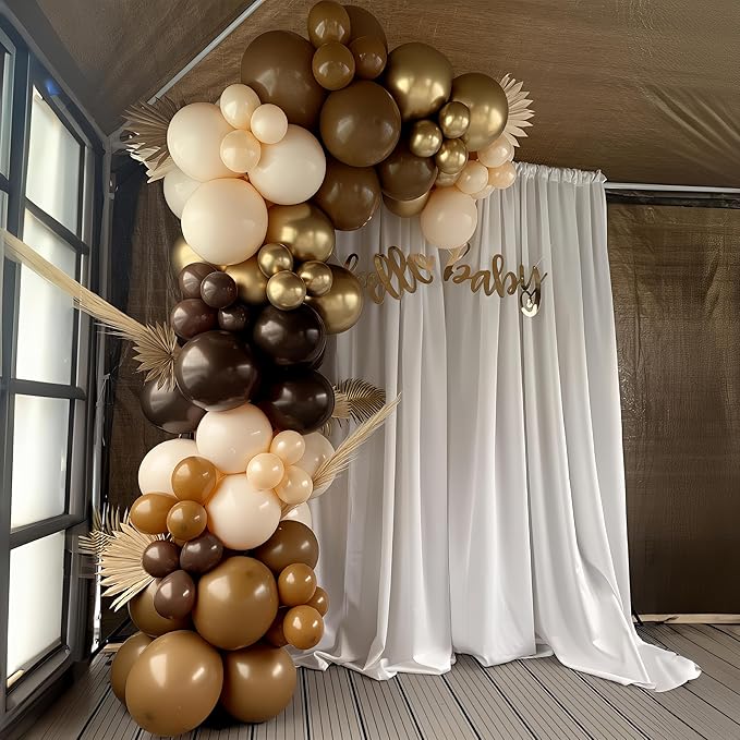 Brown Balloon Arch Kit 18 in Clear Balloons Shades of Brown Cream Dark Coffee Nude Beige Champagne Gold Confetti Balloons for Thanksgiving Fall Boho Cow Rodeo Baby Shower Birthday Party Decor