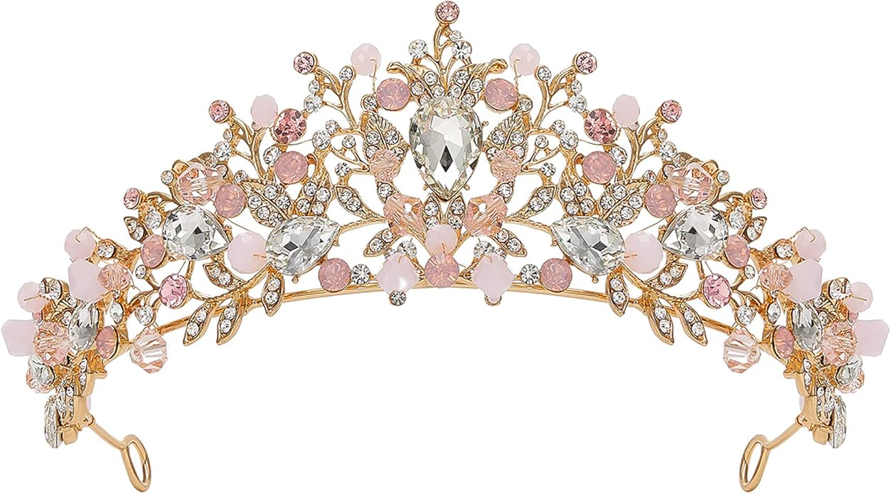 SWEETV Jeweled Wedding Tiaras and Crowns for Women, Metal Princess Tiara Queen Crown for Bride, Bridal Headpieces for Birthday Quinceanera Pageant Prom