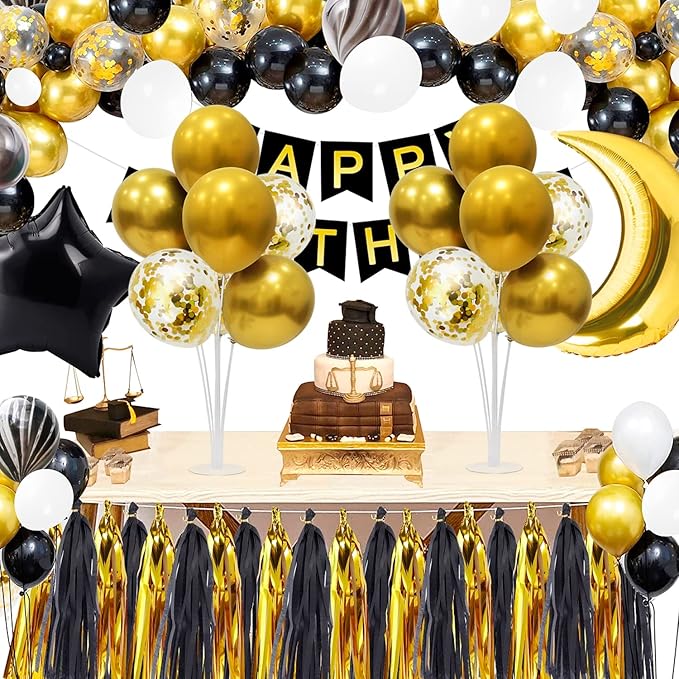 6 Set Balloon Stand with Gold Balloons Centerpiece Table Decorations Birthday Graduation Bridal Shower Wedding Anniversary Mother's Day Retirement New Years Decorations 2025