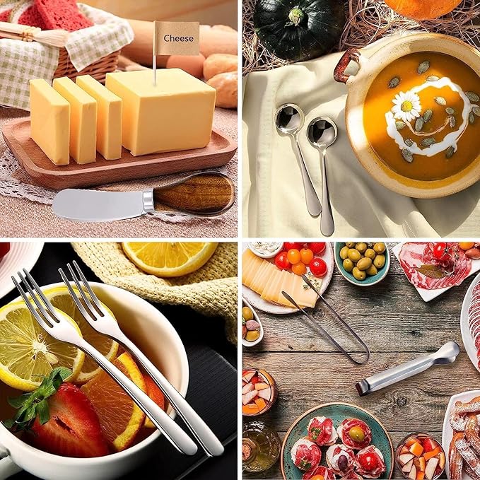 Charcuterie Accessories(25 Psc), Cheese Spreaders For Charcuterie Board, Mini Serving Spoons, Blank Toothpick Flags, Bowl For Christmas Pastry Making, forks And Mini Serving Tongs