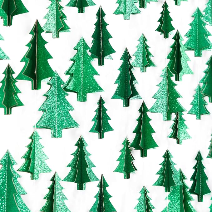 Green Christmas-Tree Party-Decorations Plant Garland - 25 Ft Hanging Woodland Theme Paper Streamers Banner,Nature Birthday Wedding Baby Bridal Shower Forest Decor Graduation Ouruola