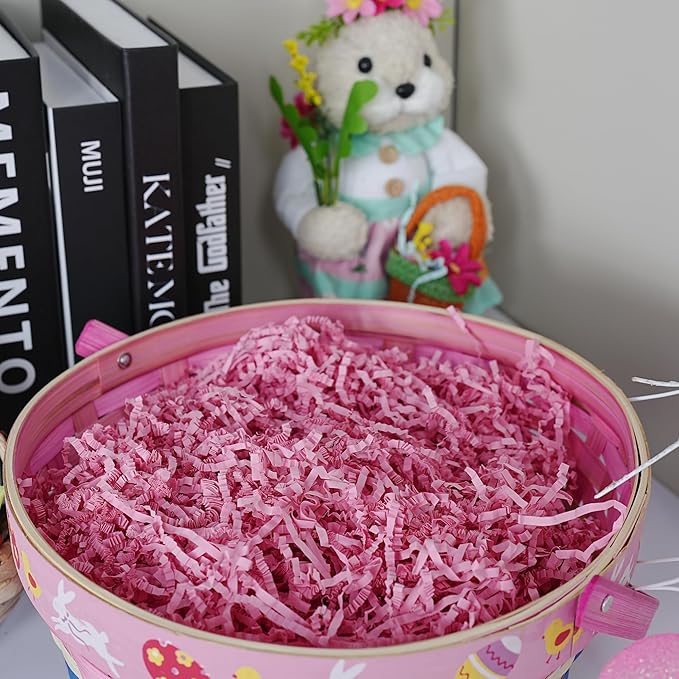 Uptotop 1/2LB Pink Crinkle Cut Paper Shred Filler for Gift Wrapping Basket Filling, Birthday, Christmas, Thanksgiving, Wedding, Mother's Day
