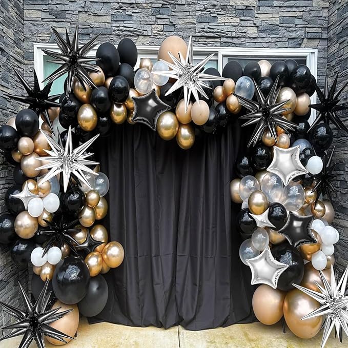 22 Pcs Star Balloons,22/18/10 Inch Star Foil Mylar Balloon,Spike Balloon and Four Pointed Balloons for Party Supplies Christmas Birthday Wedding Photo Booth (Black Silver)