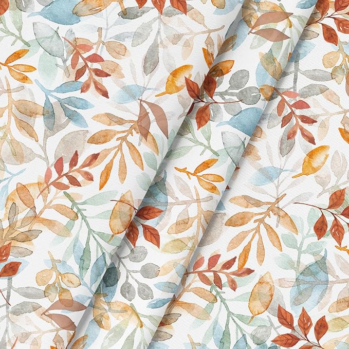 Horaldaily Fall Tablecloth 90×90 Inch Round, Thanksgiving Autumn Harvest Orange Blue Watercolor Leaf Table Cover for Party Picnic Dinner Decor