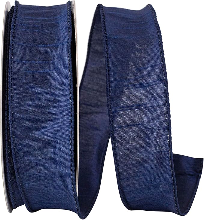 Reliant Ribbon 92975W-055-09H Dupioni Supreme Wired Edge Ribbon, 1-1/2 Inch X 20 Yards, Navy
