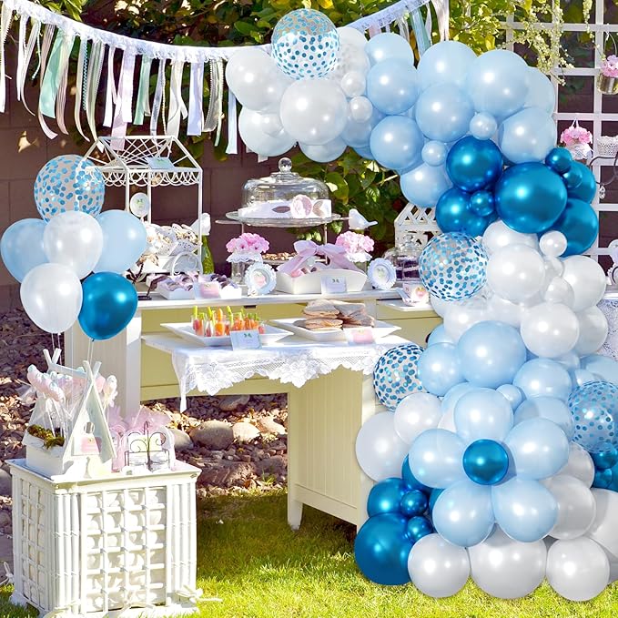Paready Blue Shades Balloons Garland Arch Kit 115Pcs for Boys Girls Birthday Graduation Wedding Bridal Shower Baby Shower Party Decorations