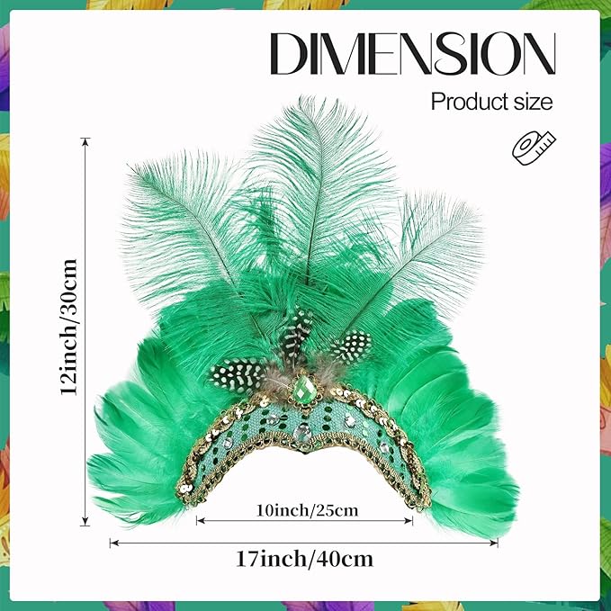 Women's Carnival Feather Headpieces Sequin Headdress for Wedding Masquerade Party Cosplay Feather Headbands