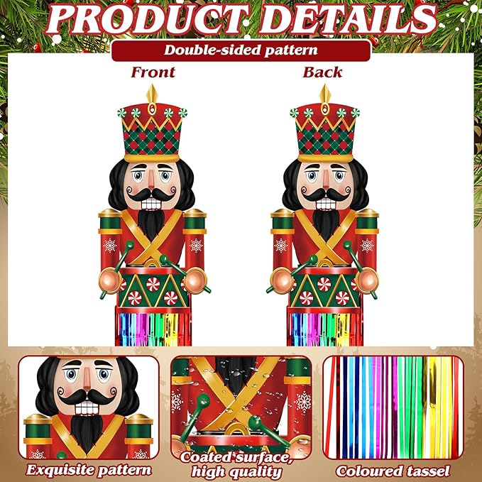 8pcs Nutcracker Christmas Windsocks Outdoor Hanging Decorations with Tassels Christmas Yard Decorations for Outside 3.3ft Xmas Signs for Wall Tree Home Lawn Yard Party Supplies Decor