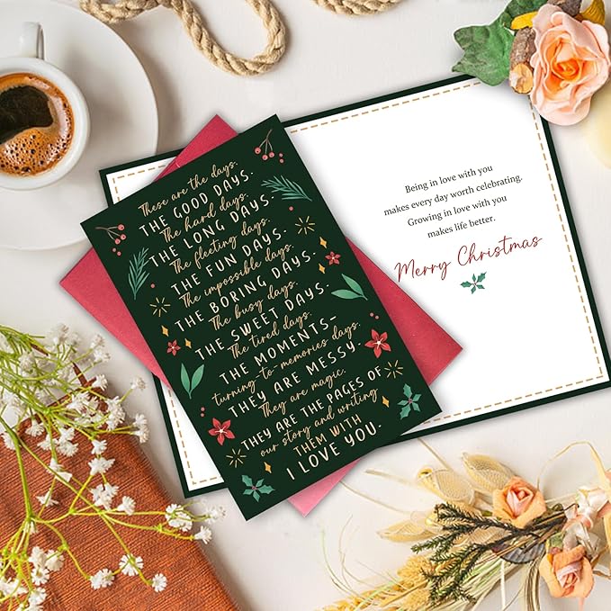 Romantic Christmas Card for Him Her, Warm Holiday Wishes Card for Husband, Wife, Partner, Christmas Wedding Gift for Couples, Lovers