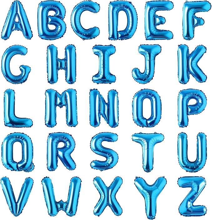 Letter Balloons 16 Inch Mylar Foil Alphabet Letter A-Z Balloons Set for Wedding Birthday Party Decoration Banner Custom Phrase 26 Pieces(Blue)