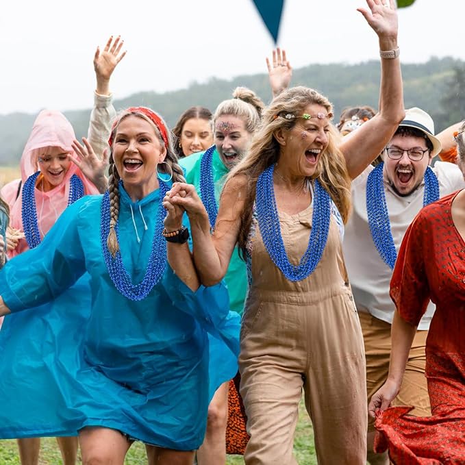 100 PCS Blue Bead Necklace, Blue Mardi Gras Beads Christmas Necklaces, 33" 4th of July Patriotic Beaded Necklace, Parade Throw Accessories for Independence Day Mardi Gras Hanukkah Pirate Theme Party