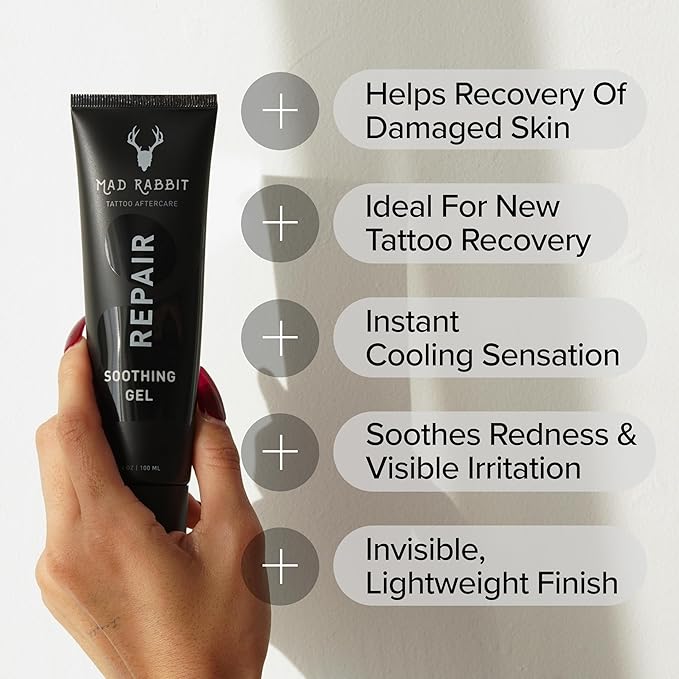 Tattoo Aftercare Soothing Gel & Moisturizer As Seen on Shark Tank - Premium Tattoo Supplies for New Tattoo Care, Anti-Itch - Tattoo Care Gel Made with Clean Ingredients