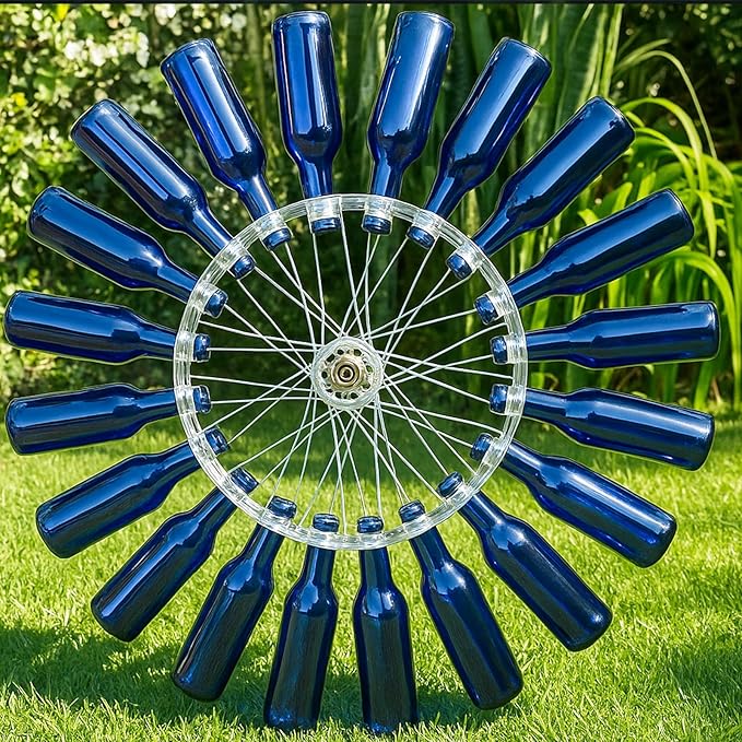 Rtteri 24 Pcs Decorative Colored Wine Bottles 375ml Empty Glass Bottles for Flowers Wedding Decor Centerpiece Christmas Party Favor DIY Crafts (Blue)