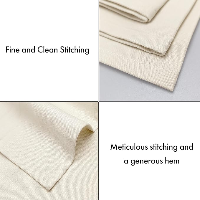 Ruvanti Premium Cloth Napkins Set of 12, 18x18 Inches, 100% Cotton, Washable, Soft & Absorbent, Perfect for Wedding, Christmas, Thanksgiving Dinners - Antique White