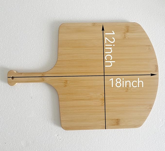 Bamboo Pizza Board 12inch Pizza Cutting Board Wood Pizza Peel Pizza Serving Board For Kitchen Charcuterie Board, Natural