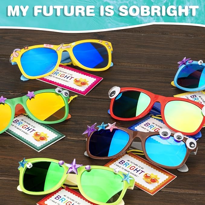 48 Pack Kid Sunglasses Bulk for Luau Party Favors, 16 Colors Neon Sunglasses with UV400 Protection, Gift for Classroom, School Prizes Goody Bag Stuffer, Kid Birthday, Beach, Summer Pool Party Supplies